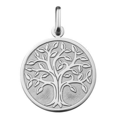 Médaille Arbre de Vie Grand Feuillage en Or Blanc 375, Diamètre 17 mm - Ocarat