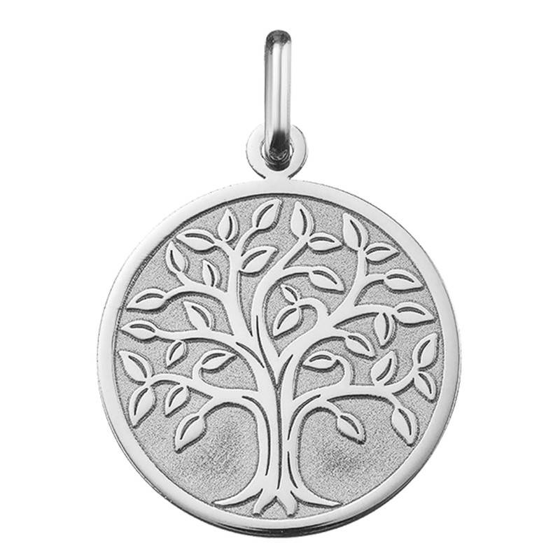 Médaille Arbre de Vie Grand Feuillage en Or Blanc 375, Diamètre 17 mm - Ocarat