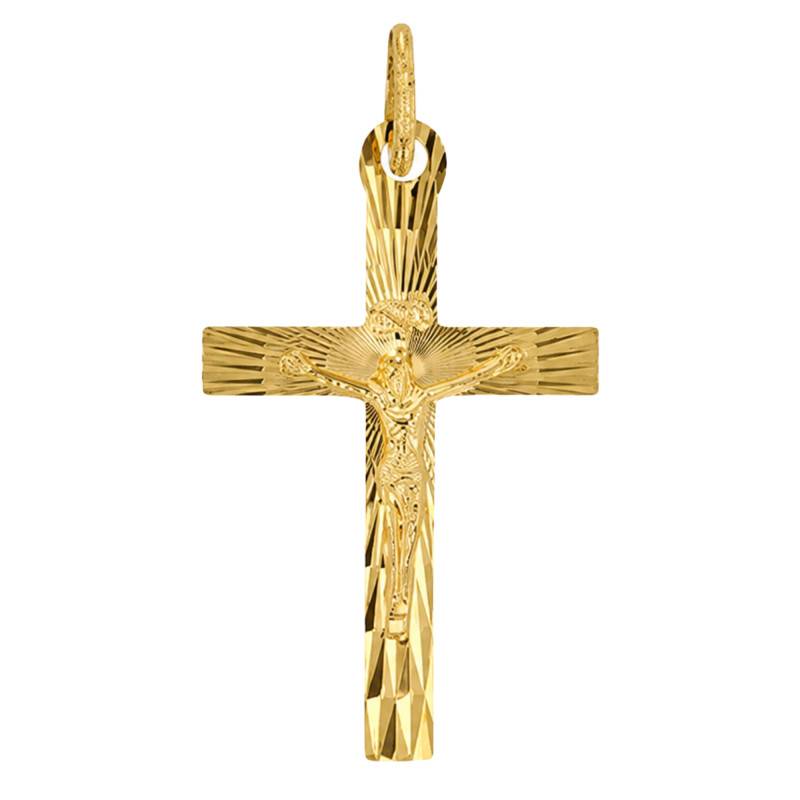 Croix Christ Ciselée en Or Jaune 375, Dimension 20 x 35 mm - Ocarat