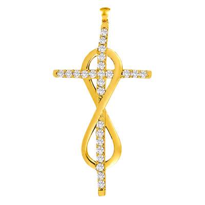 Croix Infini 25 Oxydes de Zirconium en Or Jaune 375, Dimension 15 x 31 mm - Ocarat