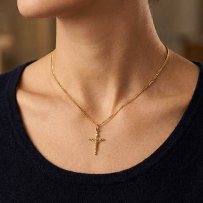 Pendentif Croix Crucifix en Plaqué Or, Dimension 18 x 30 mm - Ocarat