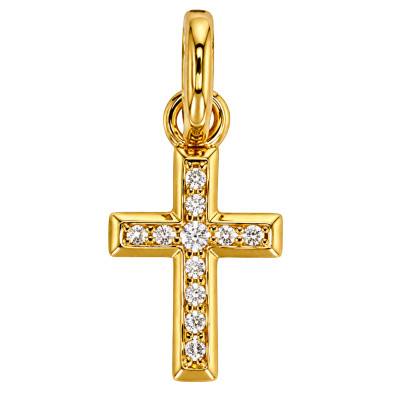 Pendentif Croix 11 Oxydes de Zirconium en Plaqué Or, Dimension 7 x 12 mm - Ocarat