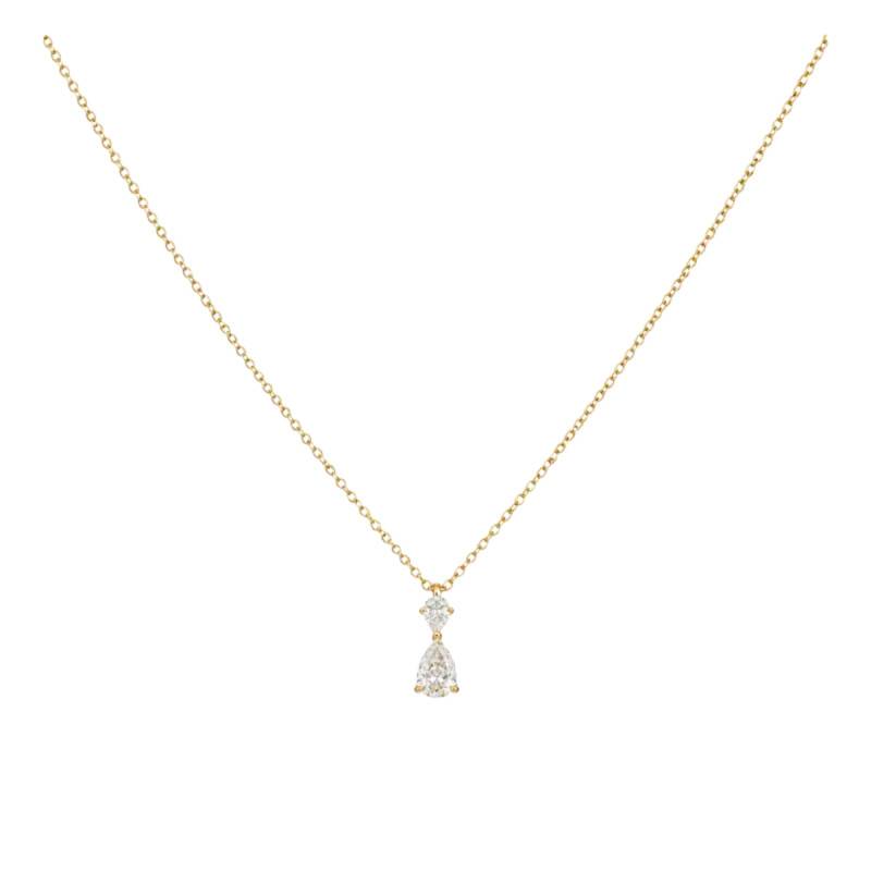 Collier Poire Diamants de Synthèse 0,46 ct en Or Jaune 750, Longueur 40 cm Ajustable - Ocarat