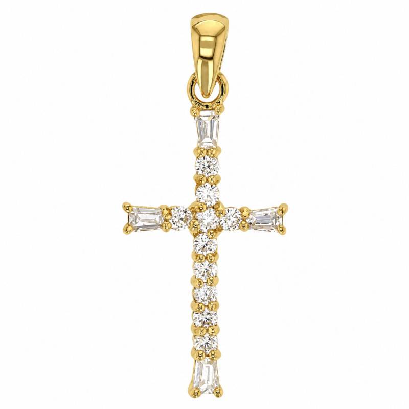 Croix Oxydes de Zirconium en Plaqué Or, Dimensions 16 x 30 mm - Ocarat