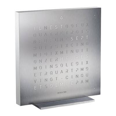 Horloge Earth 13.5 Full Metal en Français - Qlocktwo
