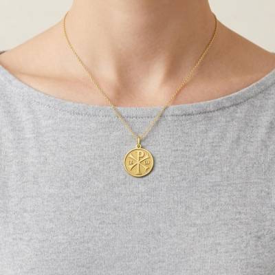 Médaille Chrisme Sablée Or Jaune 750, Diamètre 18 mm - Argyor