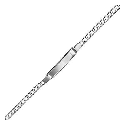 Gourmette Identité Maille Gourmette en Argent, Longueur 18 cm - Emanessence