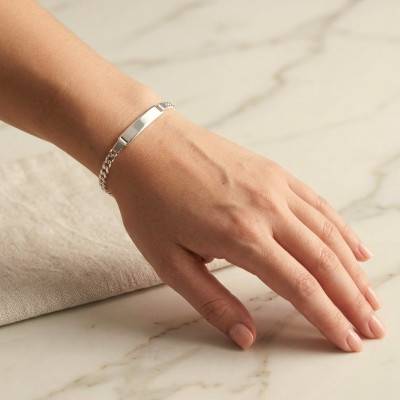 Gourmette Identité Maille Gourmette en Argent, Longueur 18 cm - Emanessence
