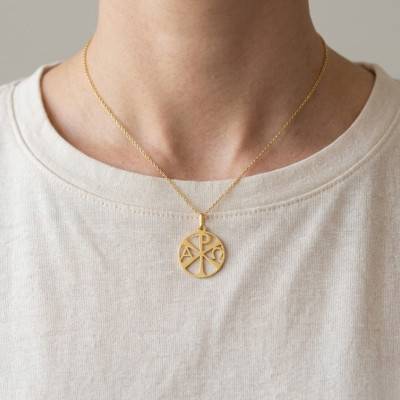 Médaille Chrisme Cercle Ajouré Or Jaune 750, Diamètre 18 mm - Argyor