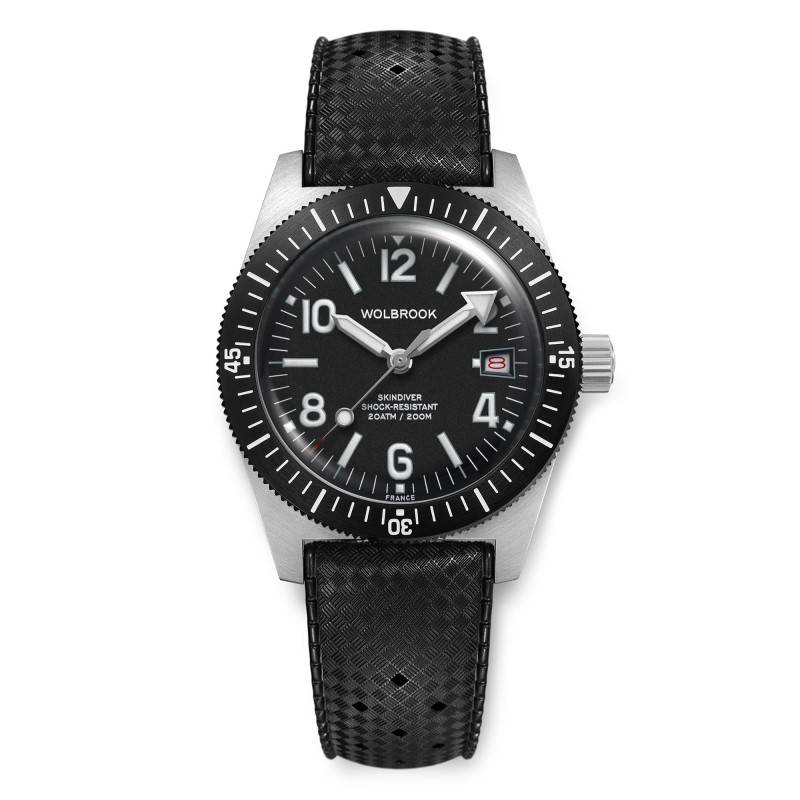Montre de plongée automatique Skindiver 38 mm à chiffres pairs - Lume Blanc - Wolbrook