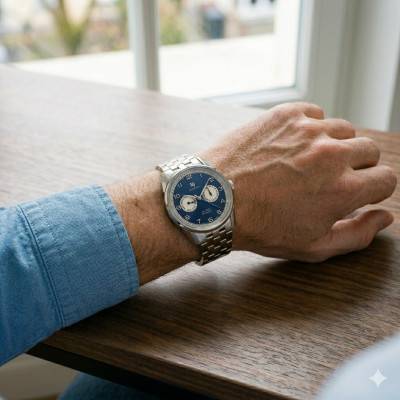 Montre Himalaya 40 Bleue Bi-Compax 671675 - Lip