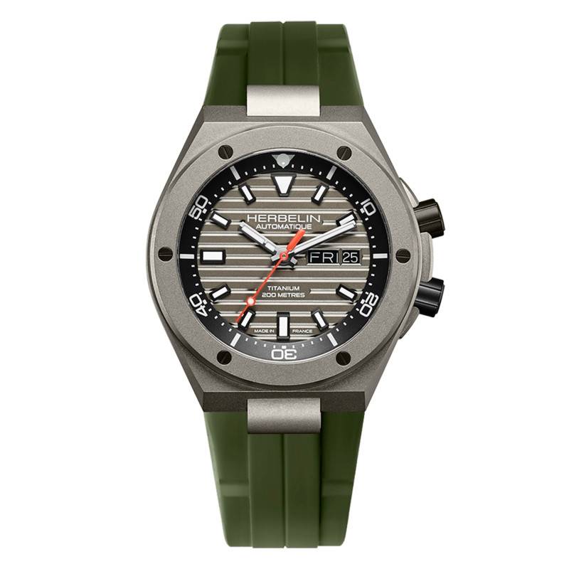 Montre Cap Camarat Auto Titane Diver Kaki 1745TITICK - Herbelin