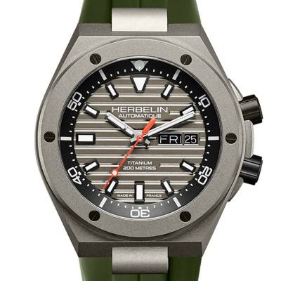 Montre Cap Camarat Auto Titane Diver Kaki 1745TITICK - Herbelin