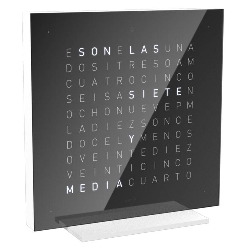 Horloge de table Earth 13.5 Black Ice Tea en espagnol - Qlocktwo