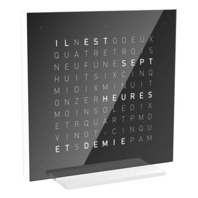 Horloge de table Earth 13.5 Black Ice Tea en francais - Qlocktwo