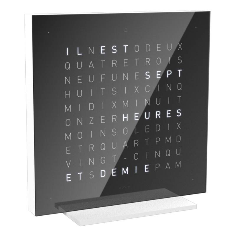 Horloge de table Earth 13.5 Black Ice Tea en francais - Qlocktwo