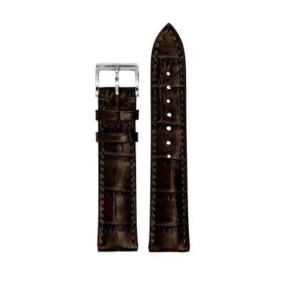 Bracelet de montre cuir façon croco marron 20 mm - Boucle ardillon - MeisterSinger