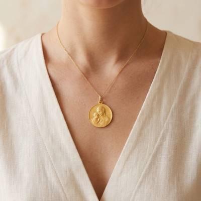 Botticelli Madonna 750/1000 Gold Medal, Diameter 18 mm or 20 mm - Becker