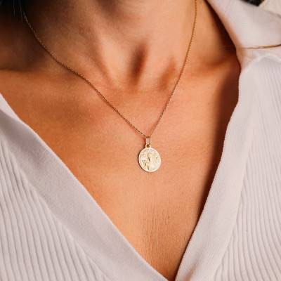 Saint Rita Medal in 750 Yellow Gold, Diameter 14 mm - Vandona