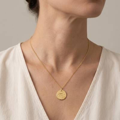 Médaille Vierge à l'Enfant Maternité en Or Jaune 375, Diamètre 16 mm - Emanessence