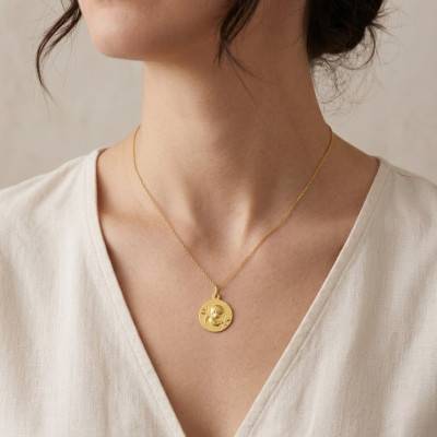 750/1000 Yellow Gold Starred Angel Medal, Diameter 16.5 mm - Argyor