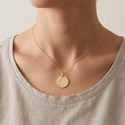 Médaille Croix en Or Jaune 750 & Diamant, Diamètre 16 mm - Emanessence
