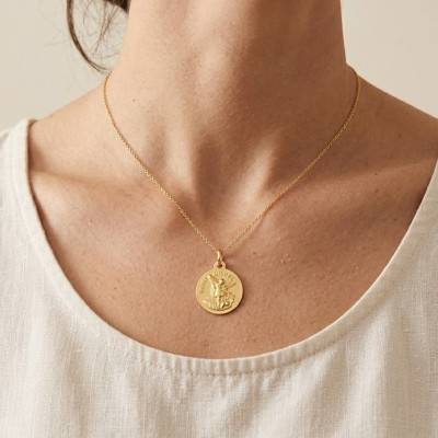 Médaille Saint Michel en Or Jaune 375, Diamètre 14 mm ou 16 mm - Vandona
