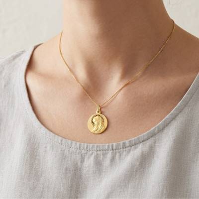 Médaille Ronde Vierge à l'Enfant Ajourée en Or Jaune 750, Diamètre 16 ou 18 mm - Argyor
