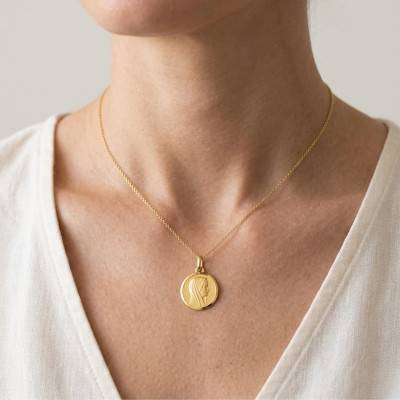 Médaille Ronde Vierge de Profil Or Jaune, Diamètre 17 mm ou 19 mm - Emanessence