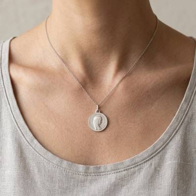 Médaille Vierge Marie Auréolée en Or Blanc 750, Diamètre 16 mm - Augis