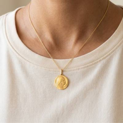 Médaille Vierge Profil Droit Or Jaune 375, Diamètre 12 mm à 20 mm - Lucas Lucor