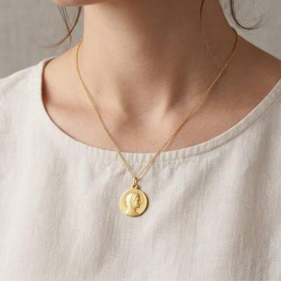 Médaille Vierge Marie en Or Jaune 750, Diamètre 16 ou 18 mm - Argyor