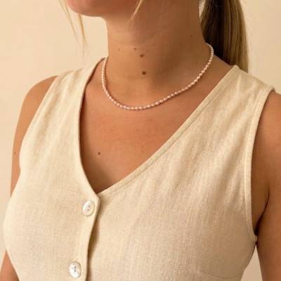 Collier Perles d'Eau Douce Grain de Riz en Or Jaune 750, Longueur 41cm - Schmittgall