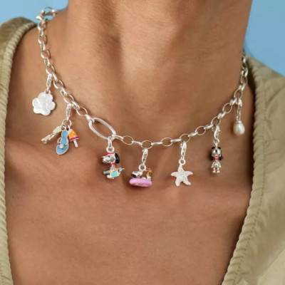925 Sterling Silver Snoopy with Woodstock in Life Ring Peanuts™ Charm Pendant - Thomas Sabo