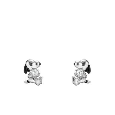 Boucles d'Oreilles Puces Snoopy & Oxydes de Zirconium Blanc Peanuts™ en Argent 925 - Thomas Sabo