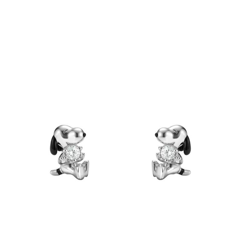 Snoopy & White Zirconia Peanuts™ 925 Silver Stud Earrings - Thomas Sabo