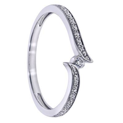 Crossover Solitaire White 750/1000 Gold & Diamond Ring - Amore
