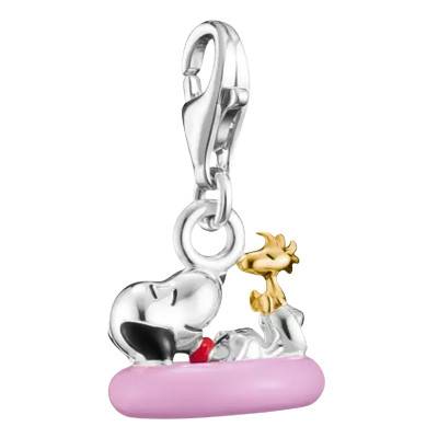 925 Sterling Silver Snoopy with Woodstock in Life Ring Peanuts™ Charm Pendant - Thomas Sabo