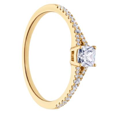 Bague Solitaire Accompagné en Or Jaune 375 et Diamant HSI 0,30 ct - Amore