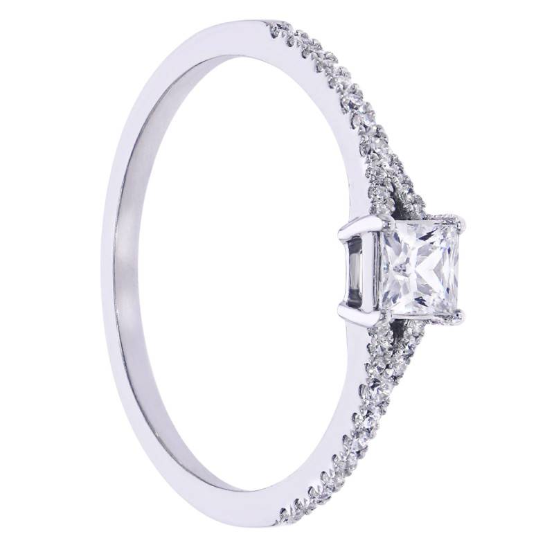 HSI Princess Diamond Solitaire Engagement Ring 0,30 ct in 375 White Gold - Amore