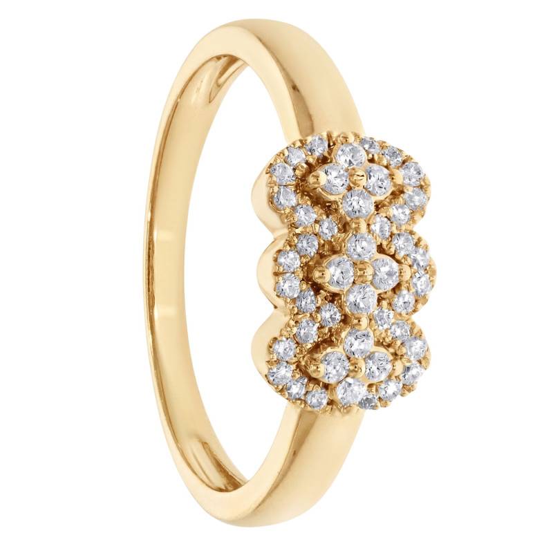 Yellow 375/1000 Gold Trio Floral Engagement Ring & Diamonds 0,22 ct - Amore