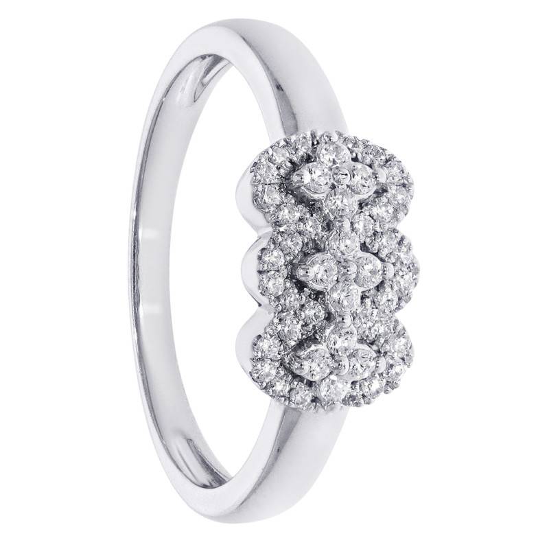 Bague de Fiançailles Trio Floral en Or Blanc 375 & Diamants 0,22 ct - Amore