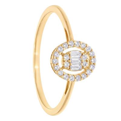 Bague de Fiançailles Ovale en Or Jaune 750 & Diamants 0,16 ct - Amore