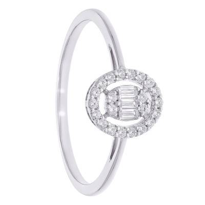 Bague de Fiançailles Ovale en Or Blanc 750 & Diamants 0,16 ct - Amore