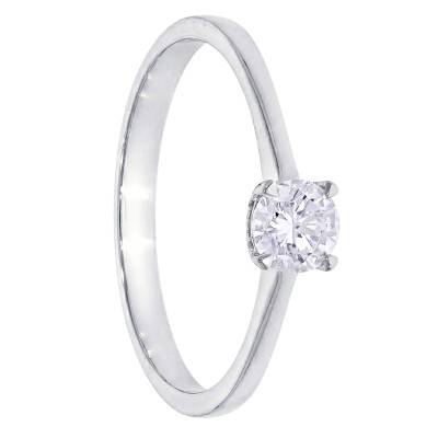 Bague Solitaire Diamant HSI 0,30 ct en Or Blanc 375 - Amore