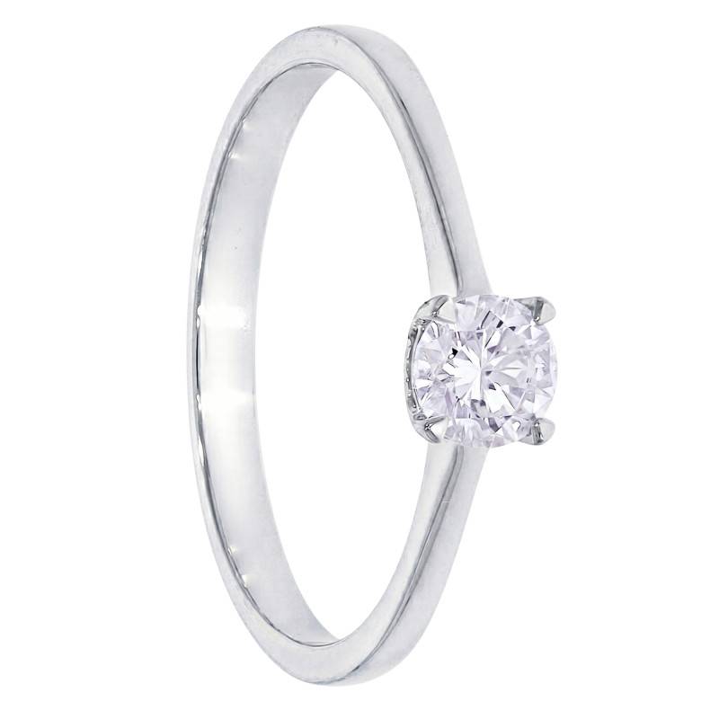Bague Solitaire Diamant HSI 0,30 ct en Or Blanc 375 - Amore