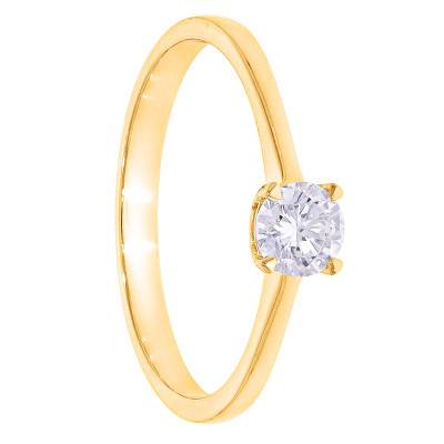 Bague Solitaire Diamant HSI 0,30 ct en Or Jaune 375 - Amore