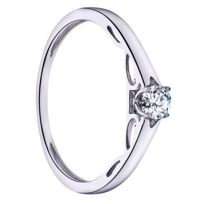 Solitaire Éclat Diamant 0,15 ct en Or Blanc 375 - Amore