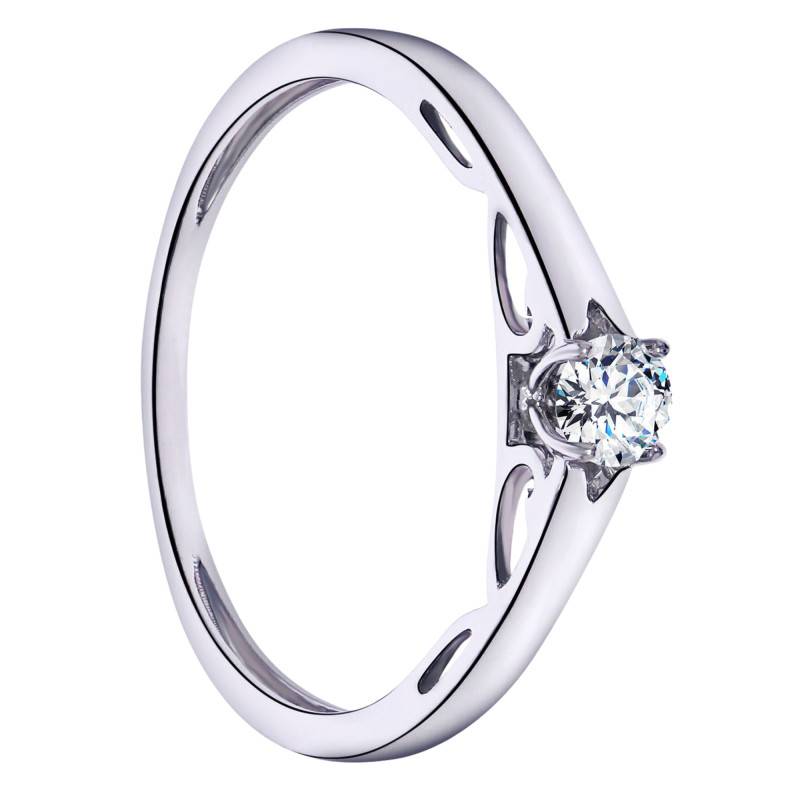 Solitaire Éclat Diamant 0,15 ct en Or Blanc 375 - Amore