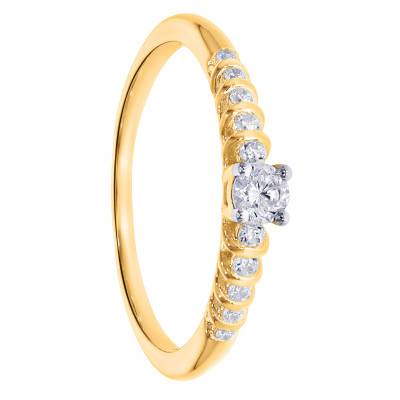 Solitaire Accompagné Cascade Diamants 0,24 ct en Or Jaune 375 - Amore